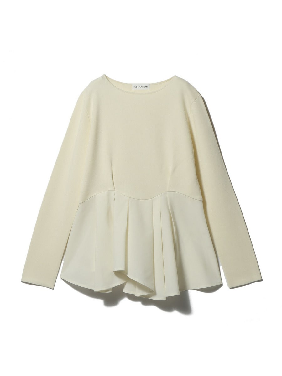 【美品✴︎】ESTNATION エストネーション ペプラムニット ネイビー ESTNATION / ペプラムカーヴィーニット《EXCLUSIVE》｜ESTNATION