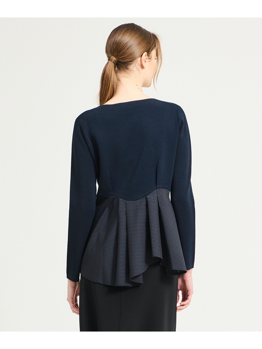 ペプラムニット パールデコレーション ネック le reve vaniller 全3色