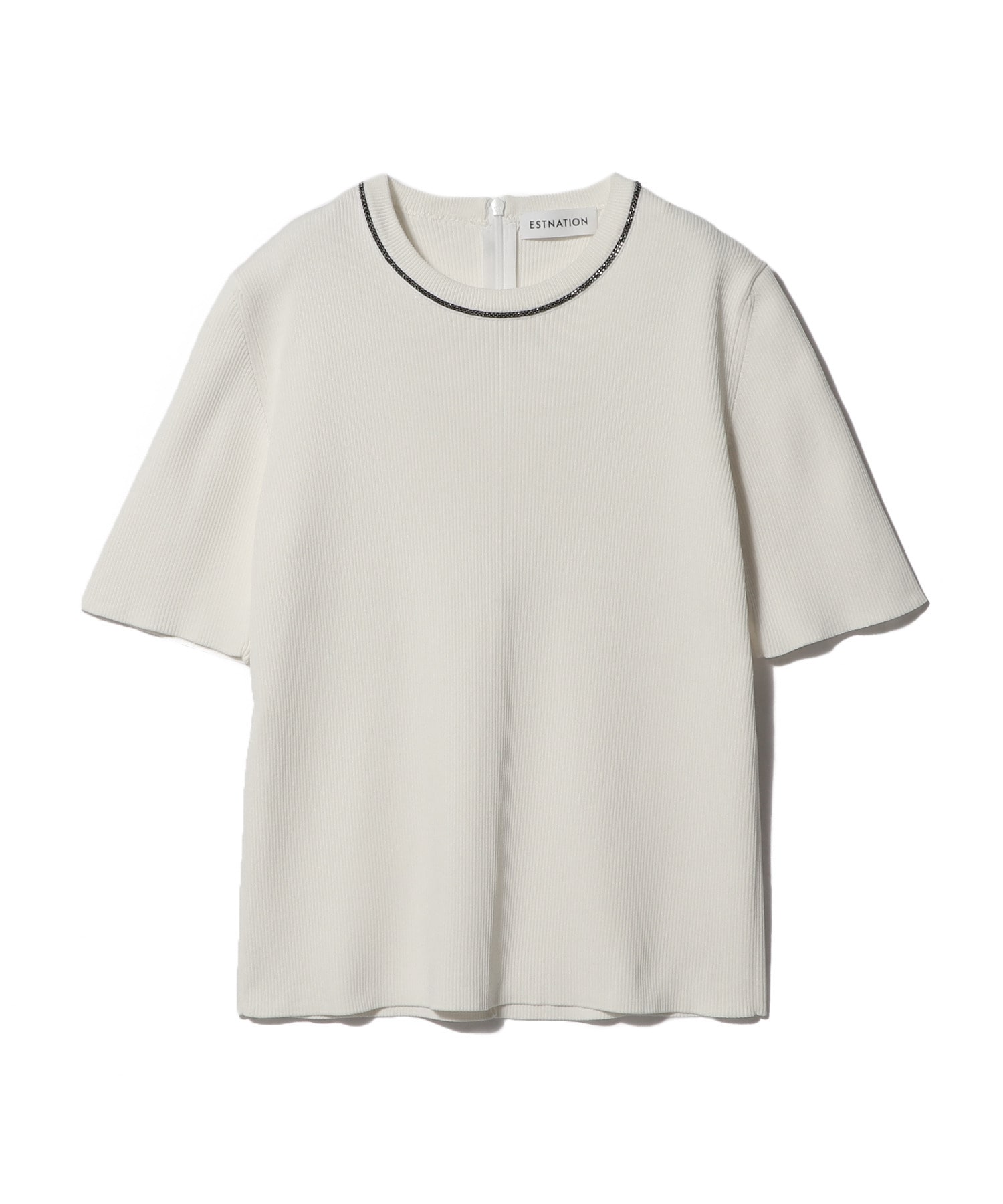 チェーンネックリブニット