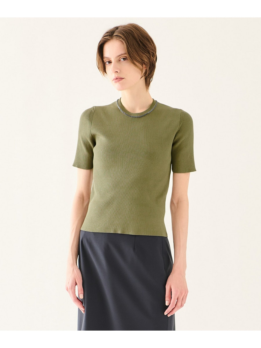 チェーンネックリブニット