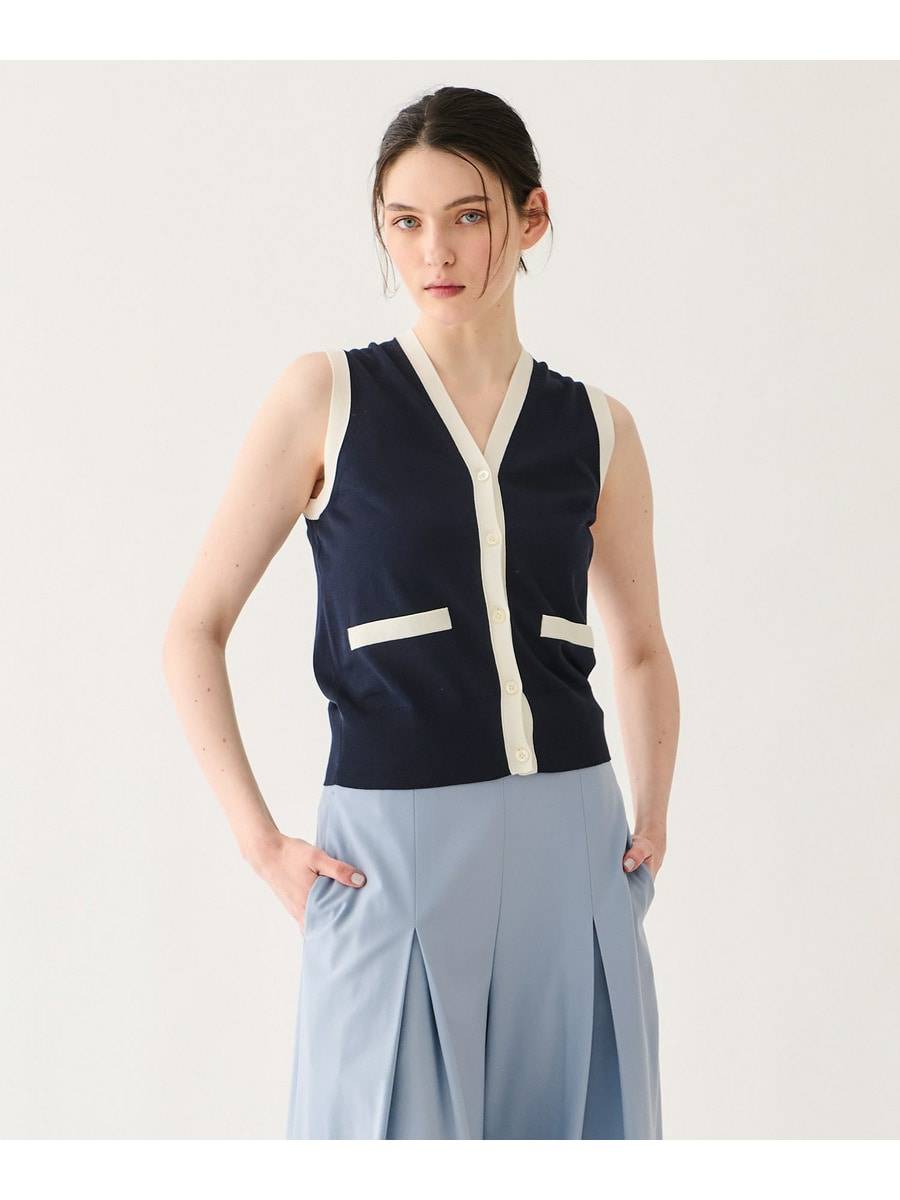 バイカラーニットベスト
