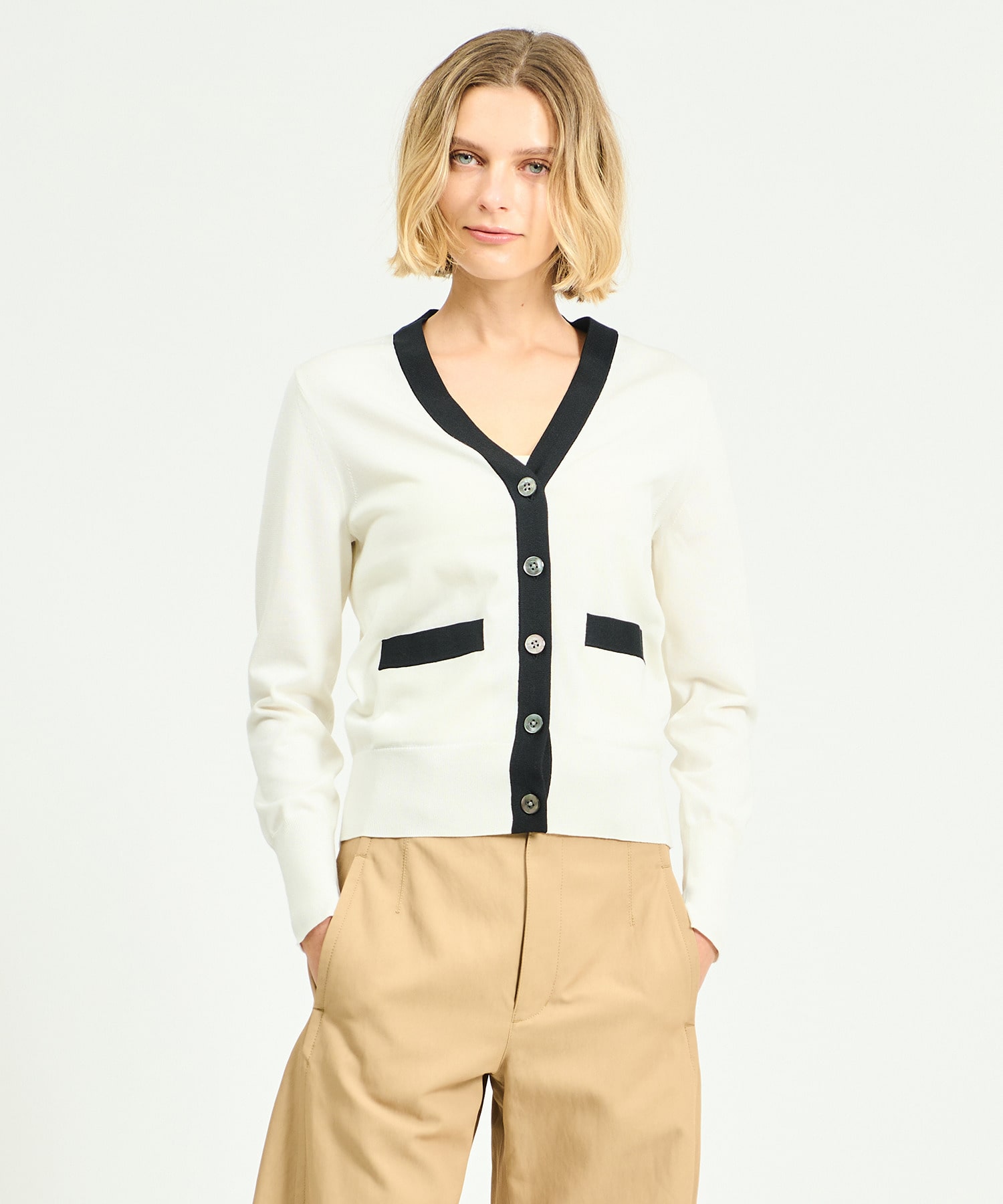 バイカラーVネックカーディガン