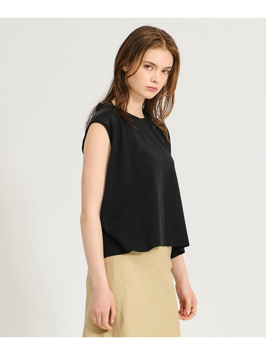 バックショルダーツイストニットTシャツ