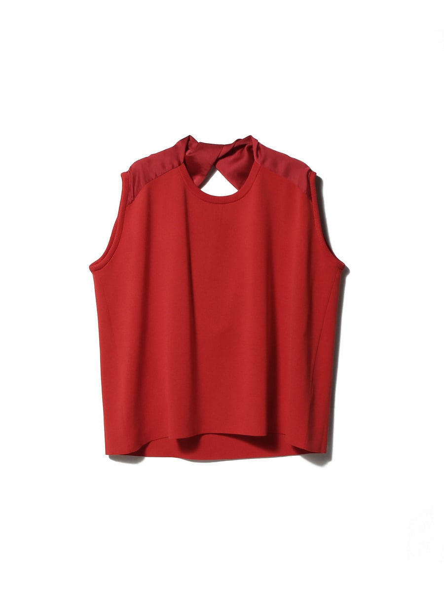 バックショルダーツイストニットTシャツ