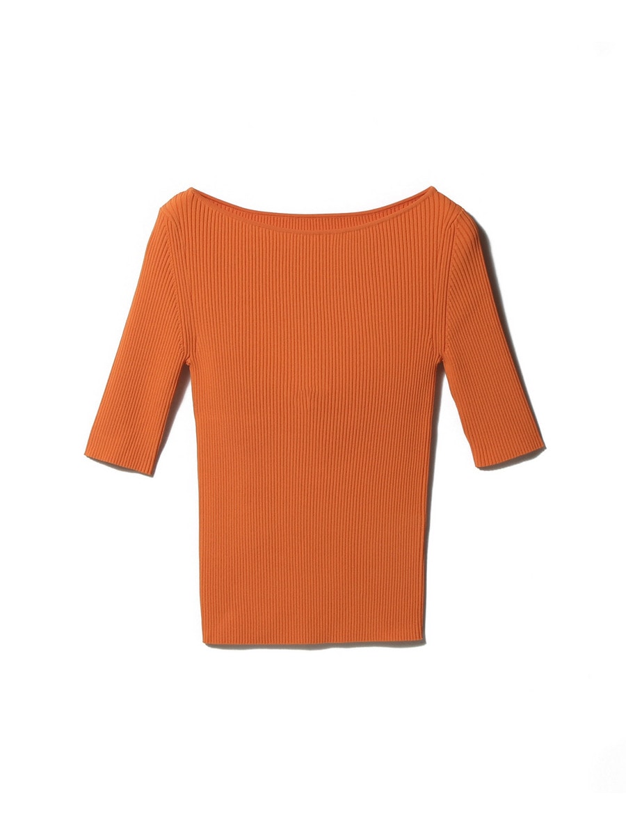 ボートネックリブニット