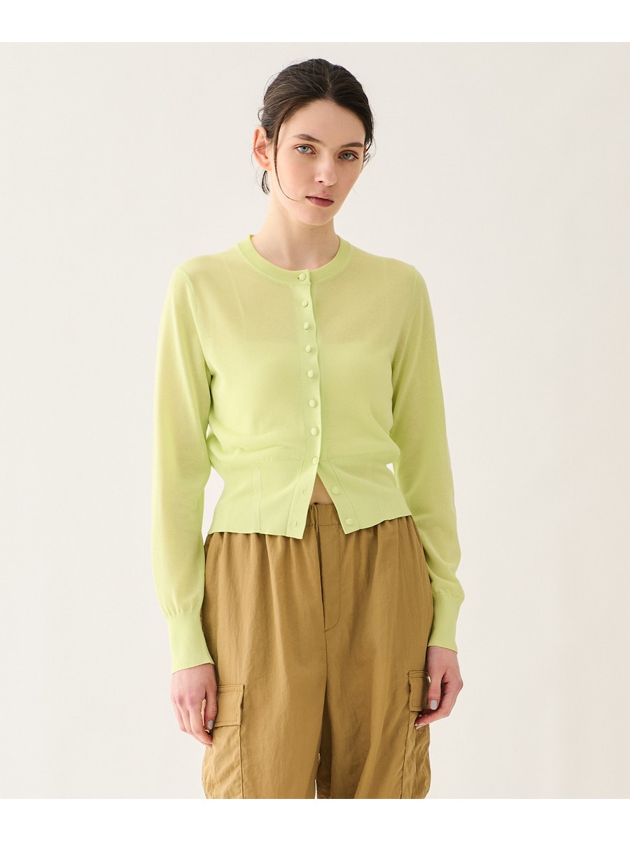 クリアコットン クルーネックカーディガン  