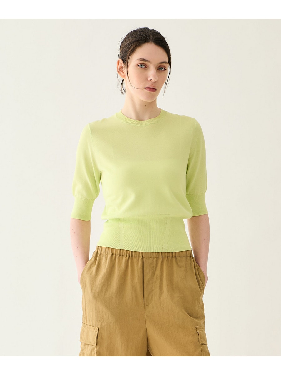 クリアコットンクルーネックニット