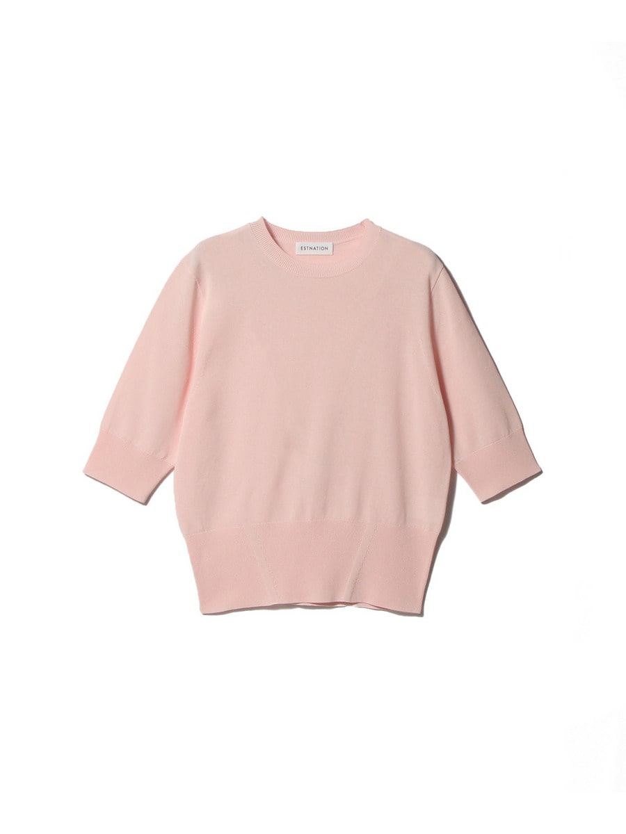 クリアコットンクルーネックニット