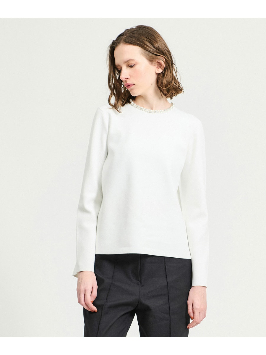 美品✨エストネーション ESTNATION パールネック ペプラムニット 黒 ESTNATION（エストネーション）の「ESTNATION / ペプラムニットプル