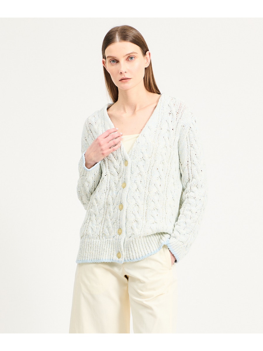 ツイーディーコットン ケーブルカーディガン