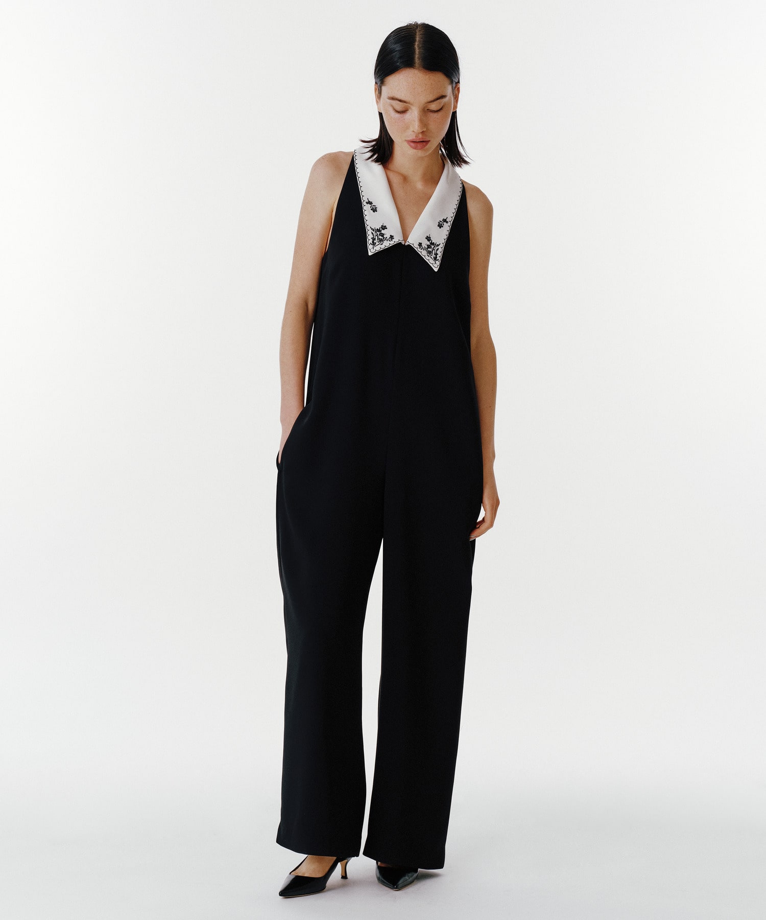 Embroidered Collar Jumpsuit