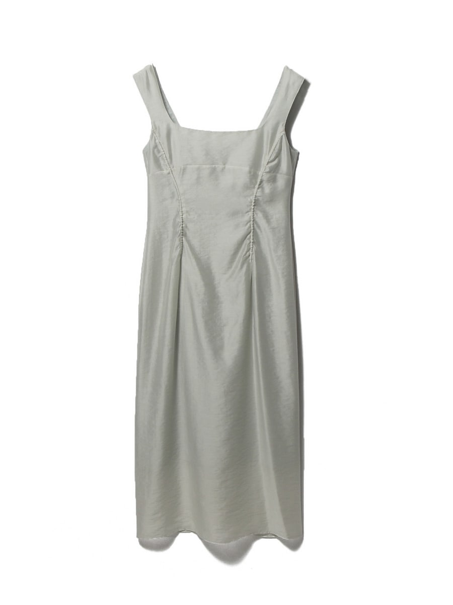 Sheer Gather Piping Dress