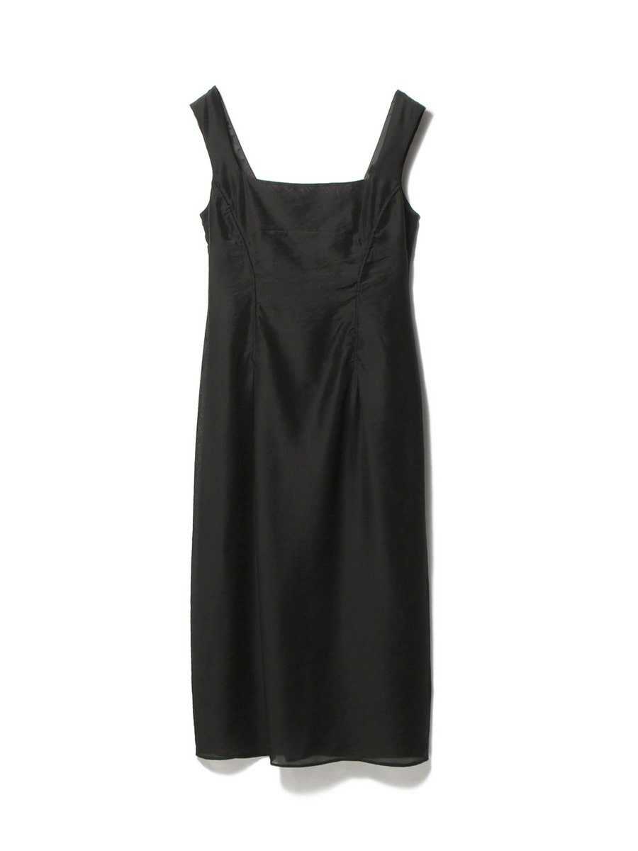 Sheer Gather Piping Dress