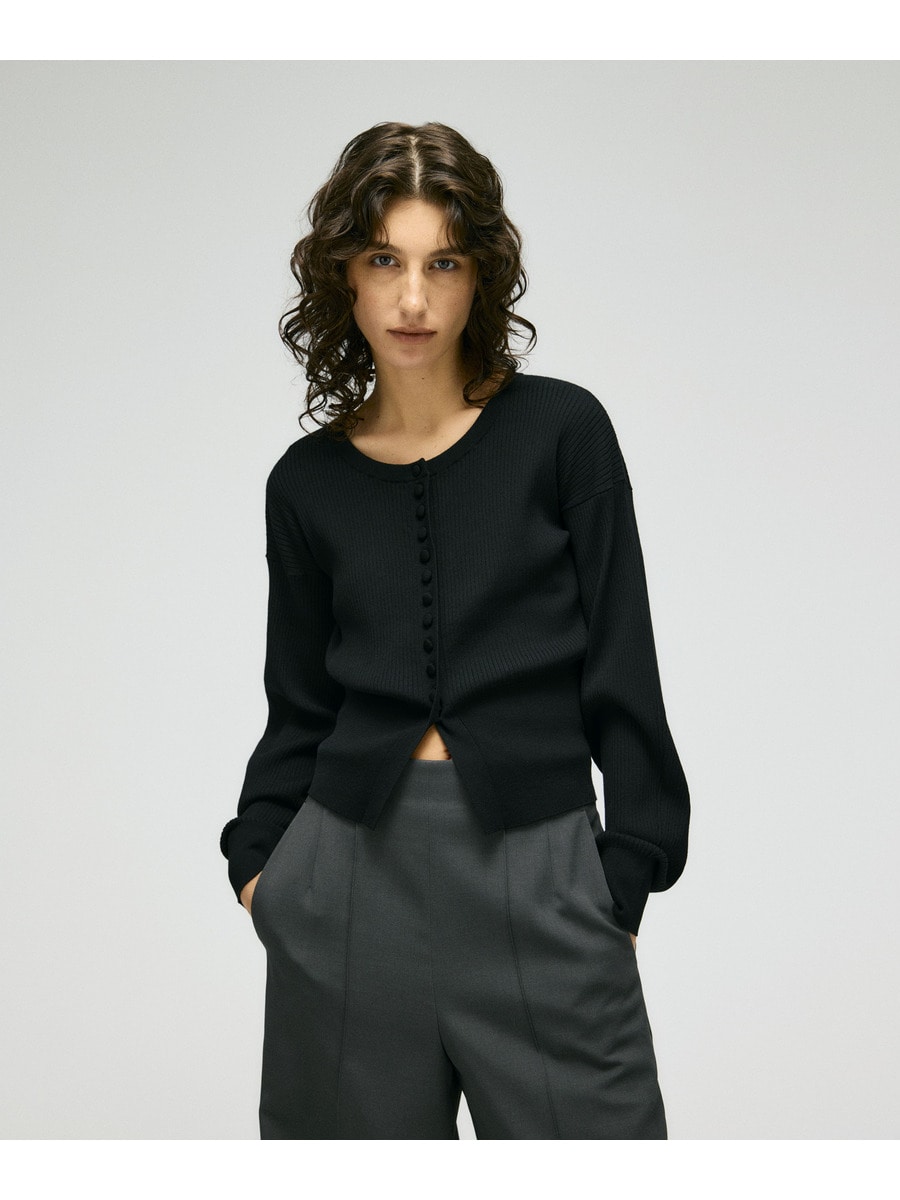 ボリュームスリーブニットカーデ