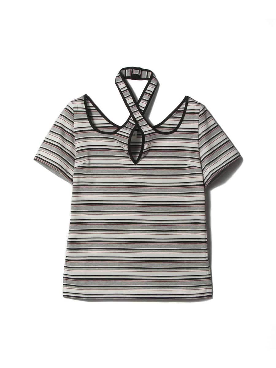 Cross Halter Border Top