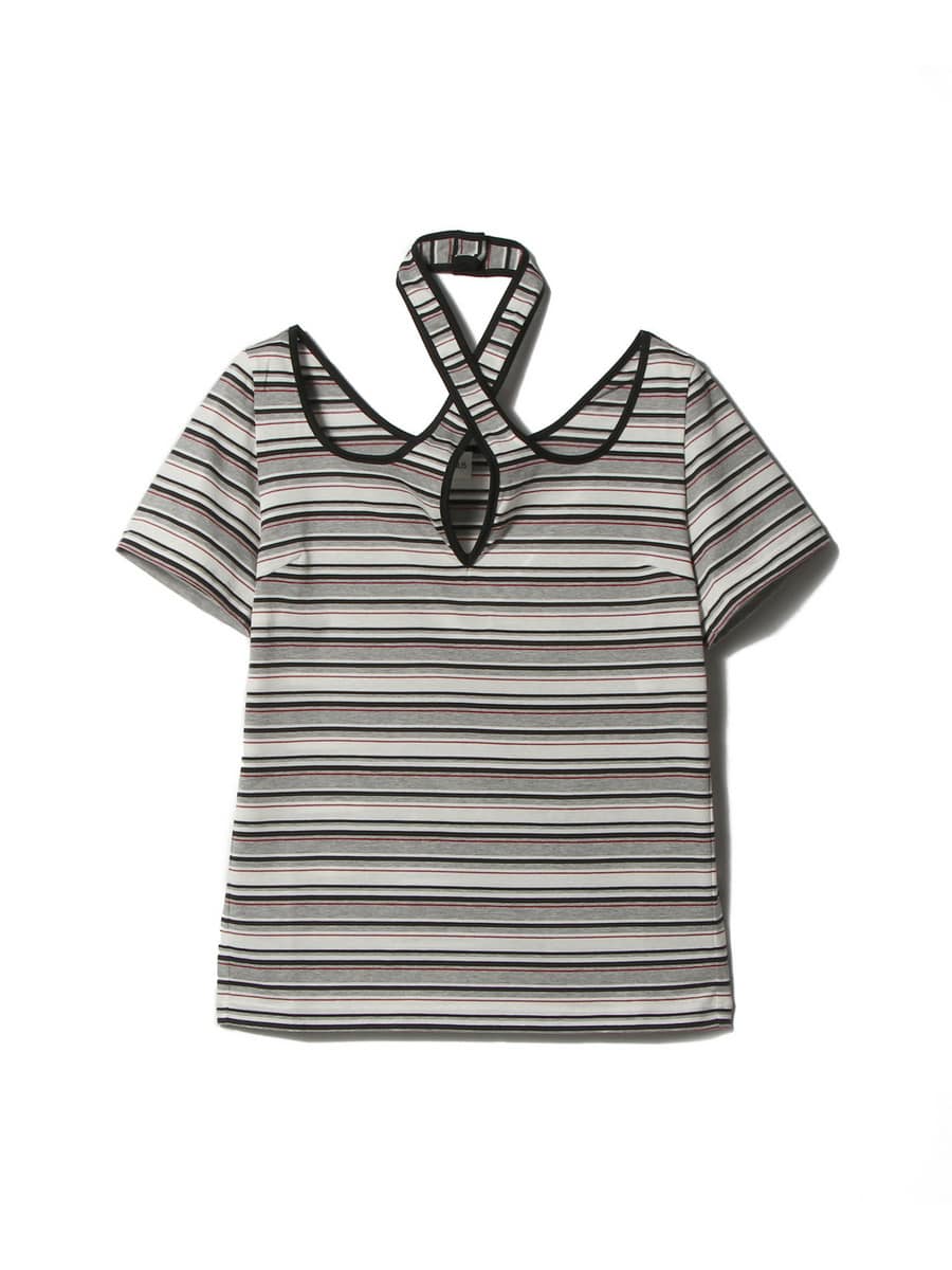 Cross Halter Border Top