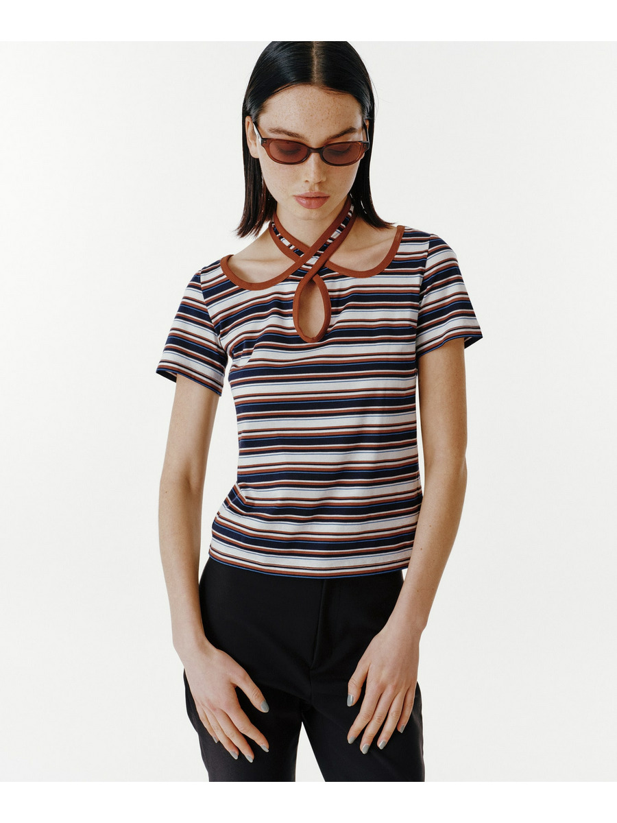 Cross Halter Border Top