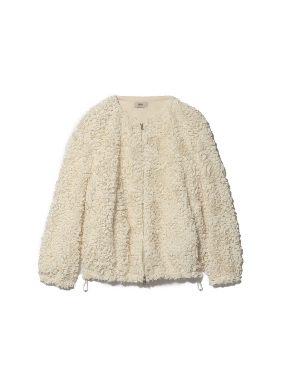 フリル ノーカラーブルゾン