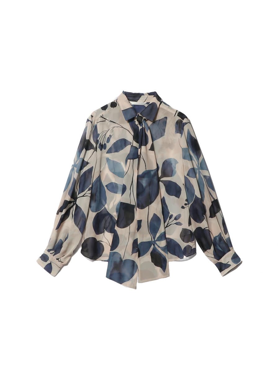 プリントシフォンブラウス