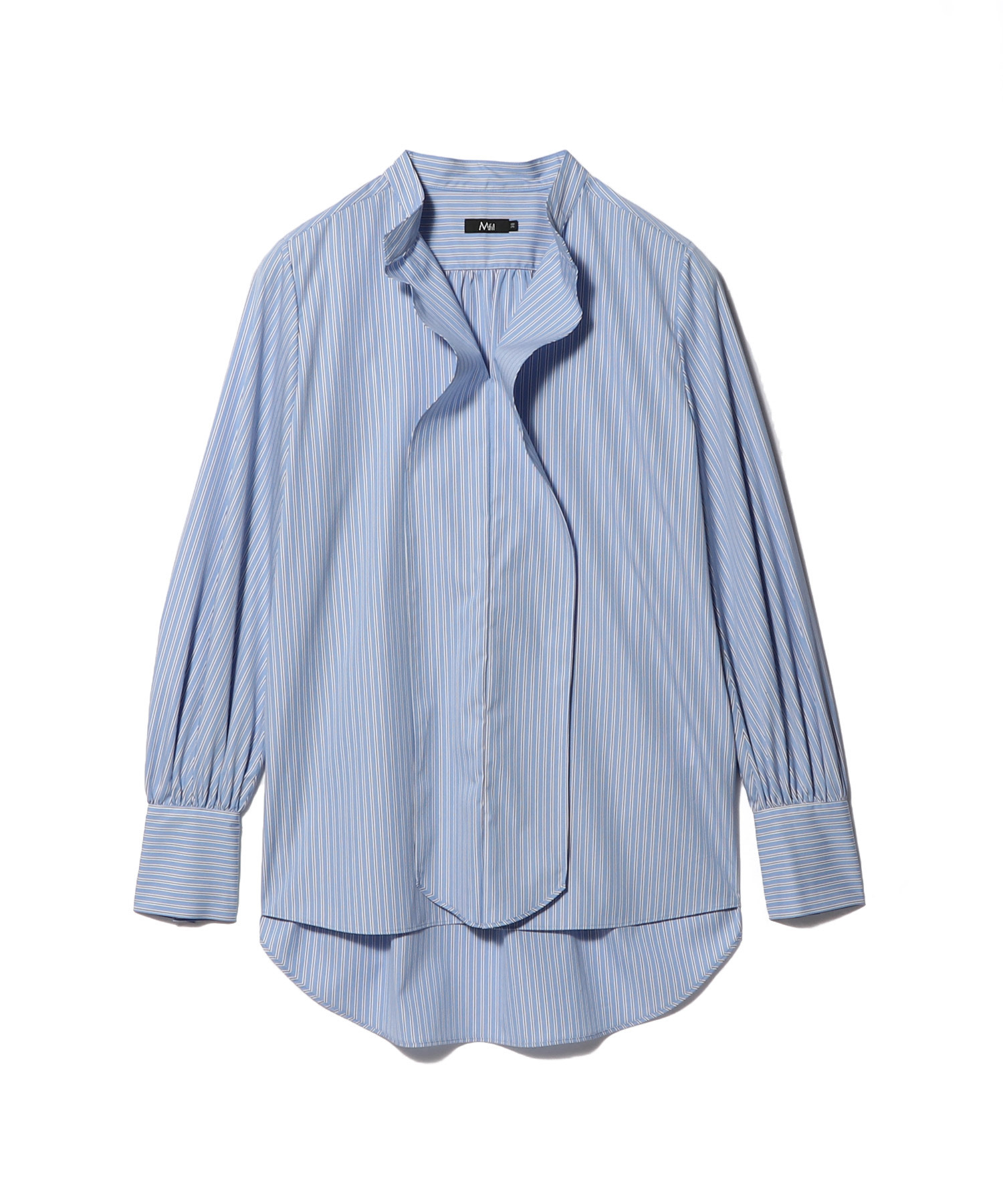 ストライプ シャープフリルブラウス