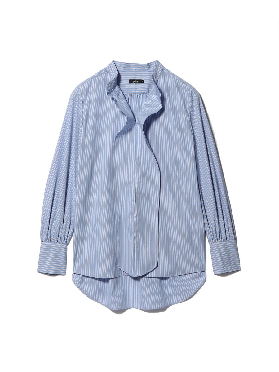 ストライプ シャープフリルブラウス
