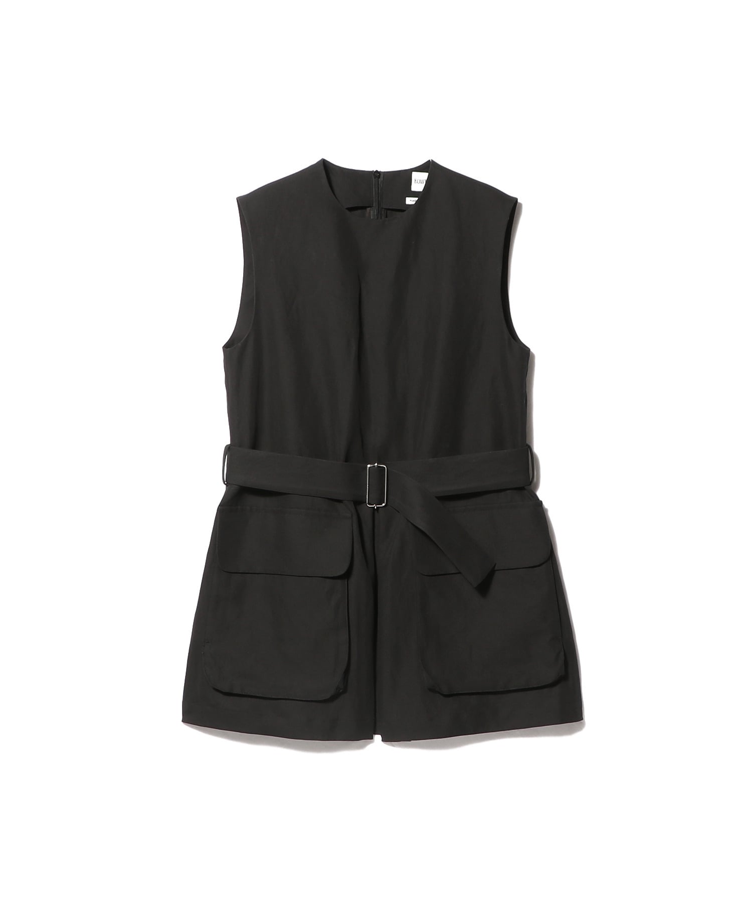 コットンリネン ノースリーブベルテッドトップス