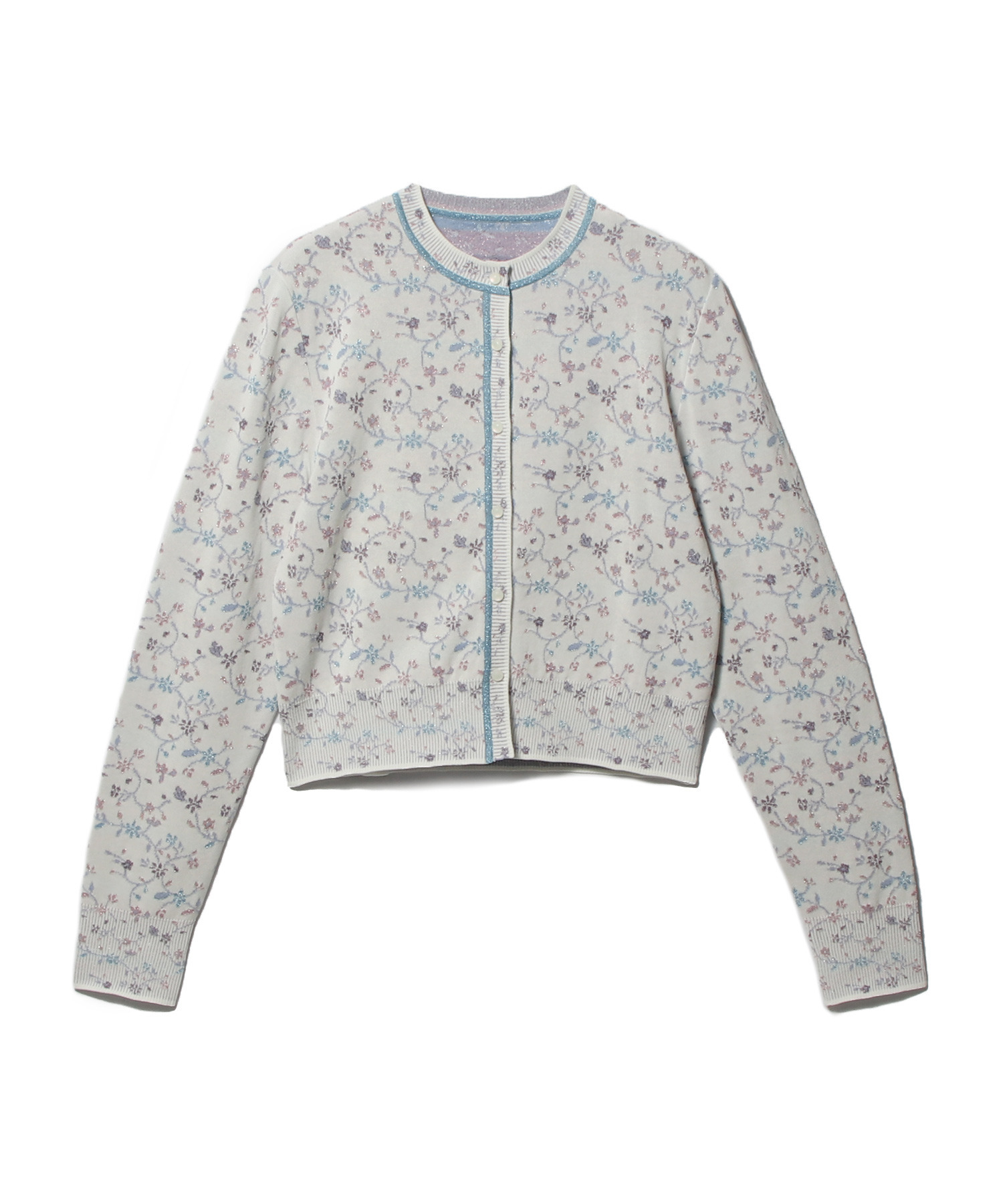 フローラルモチーフ グリッターニットカーディガン