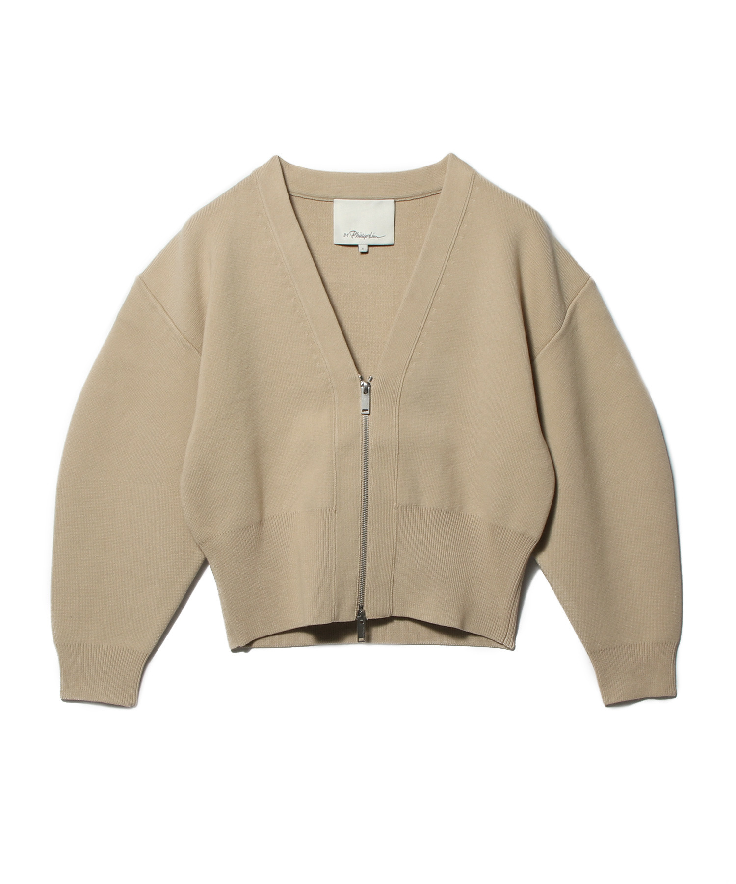 ラウンドスリーブ ジップカーディガン