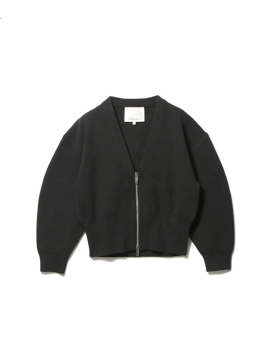 ラウンドスリーブ ジップカーディガン