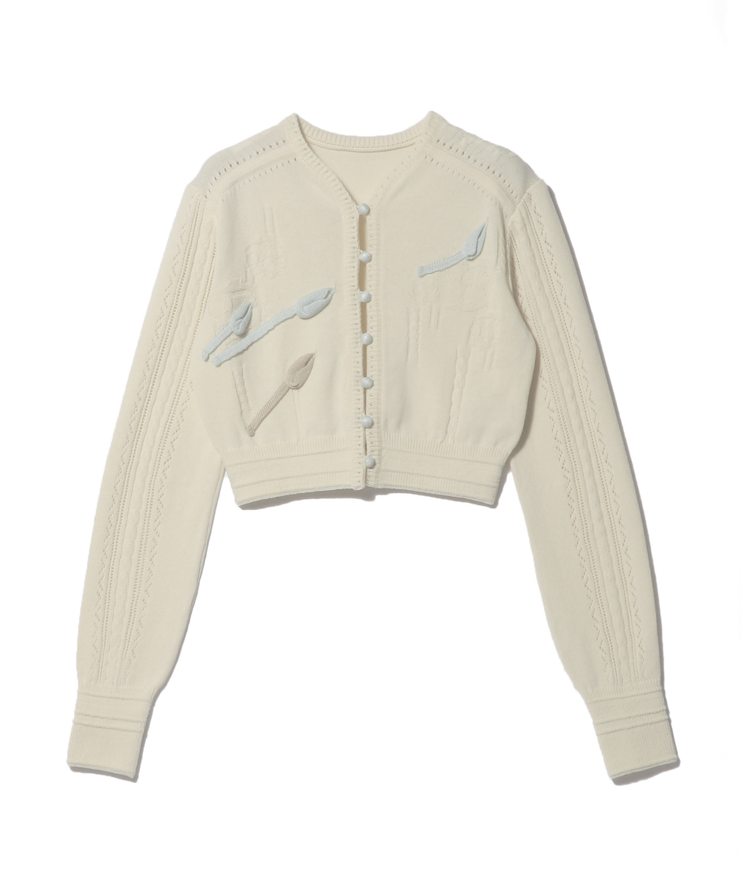 3Dフローラルモチーフニットカーディガン