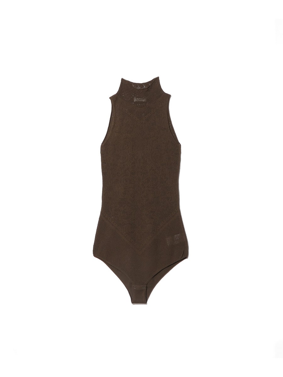 レースニットタートルネックボディスーツ