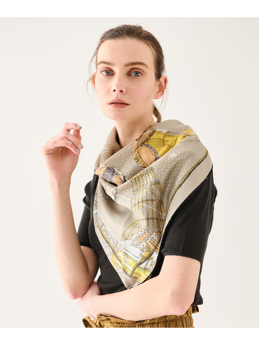 【5/6のみ値下】manipuri×ESTNATION シルクレース スカーフ MANIPURI / ブラックレース コンビスカーフ《ESTNATION EXCLUSIVE