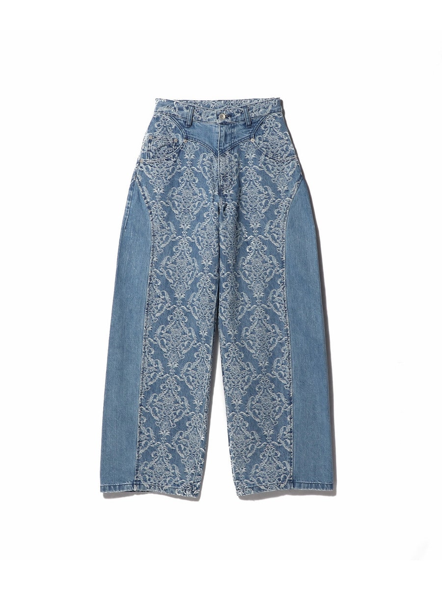 ダマスクジャカード ハイライズジーンズ