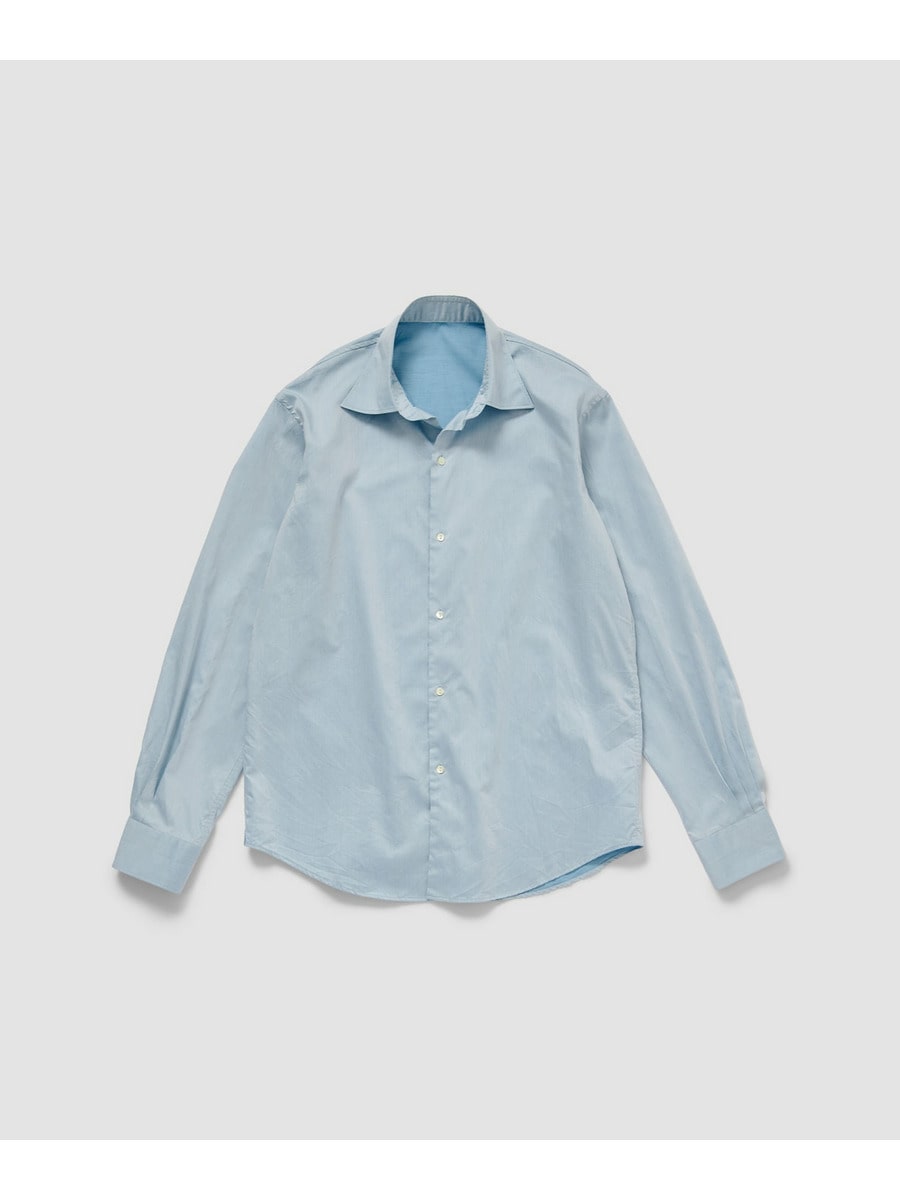 コットンシャンブレー ワイドスプレッドカラーシャツ