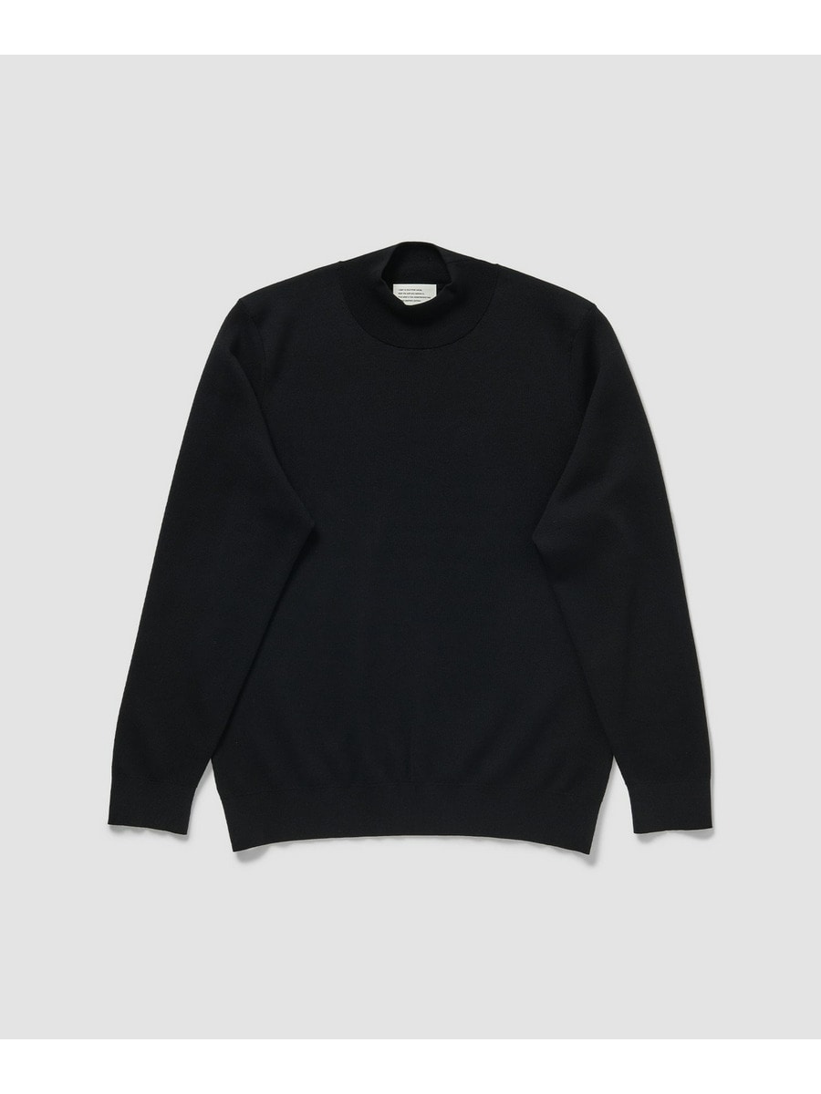 コットンポリエステル モックネックニット