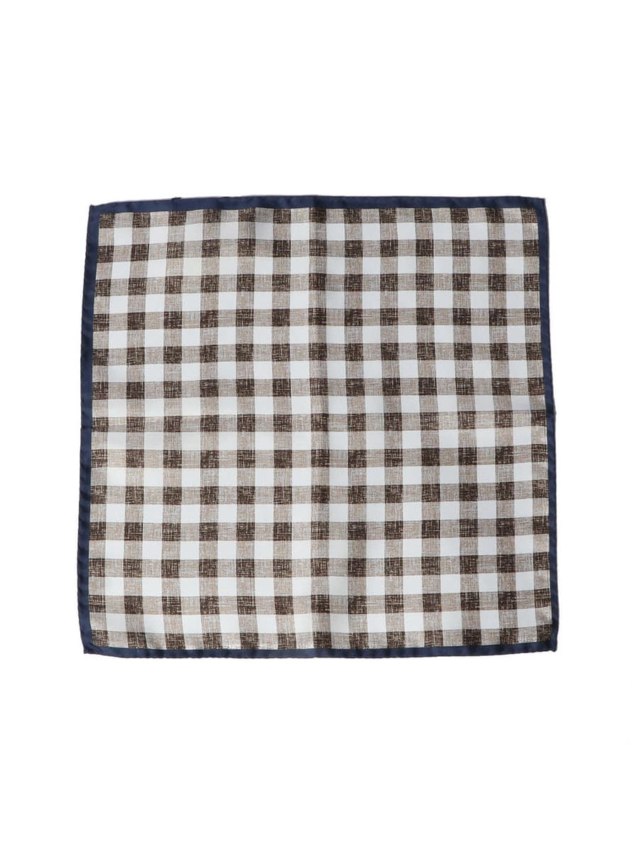 シルク チェック柄ポケットチーフ