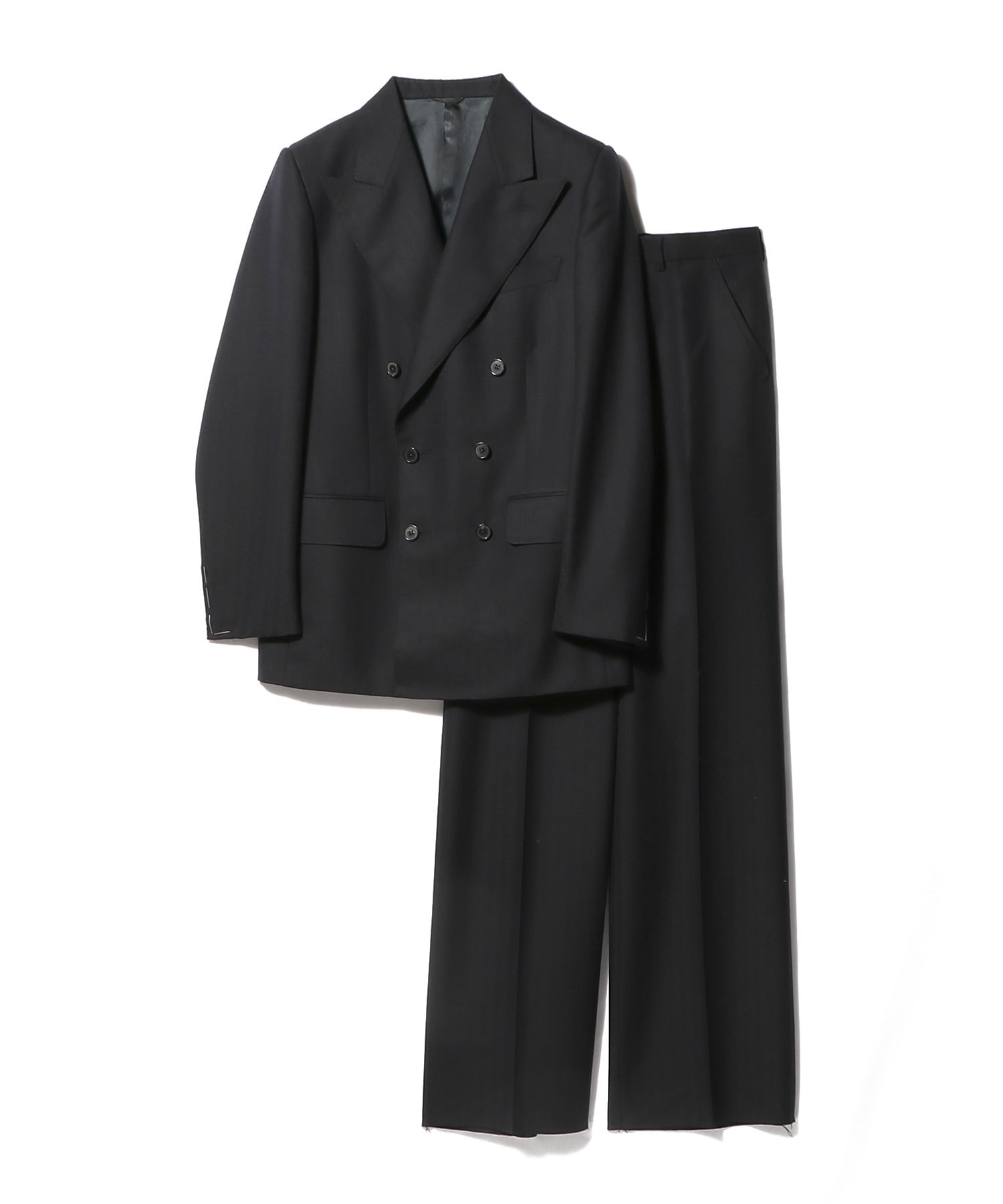 DOUBLE-BREASTED SUIT IN WORSTED WOOL – NAVY