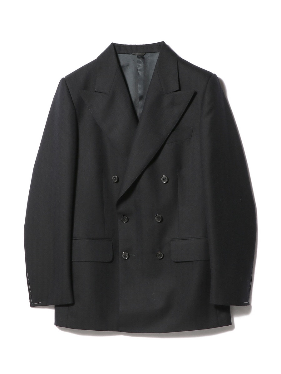 HUSBANDS / DOUBLE-BREASTED SUIT IN WORSTED WOOL – NAVY