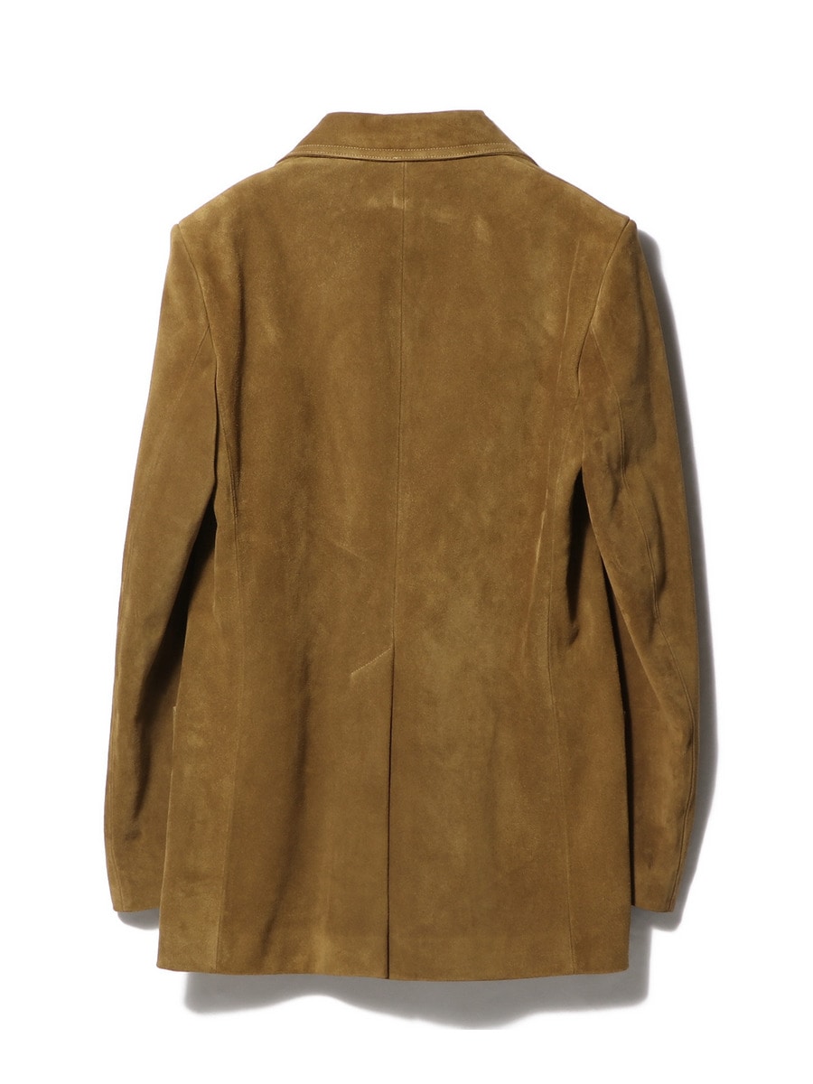 SINGLE-BREASTED JACKET IN SPLIT CALF SUEDE - CARAMEL