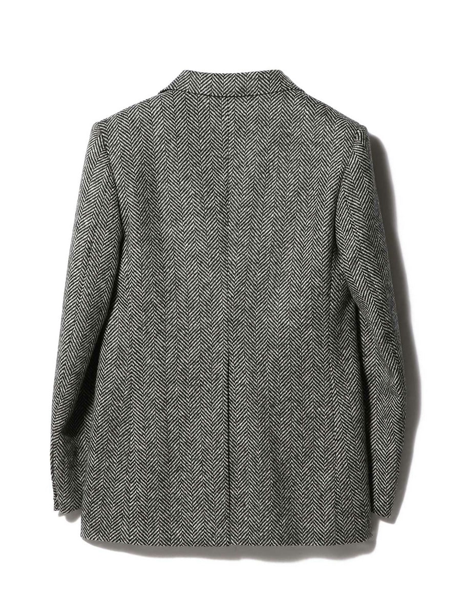 HUSBANDS / SINGLE-BREASTED JACKET IN WOOL TWEED BLACK AND WHITE