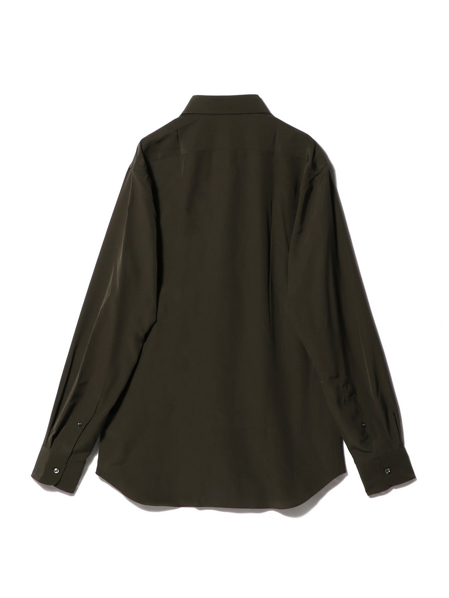 CLASSIC COLLAR SHIRT IN SILK CREPE - OLIVE