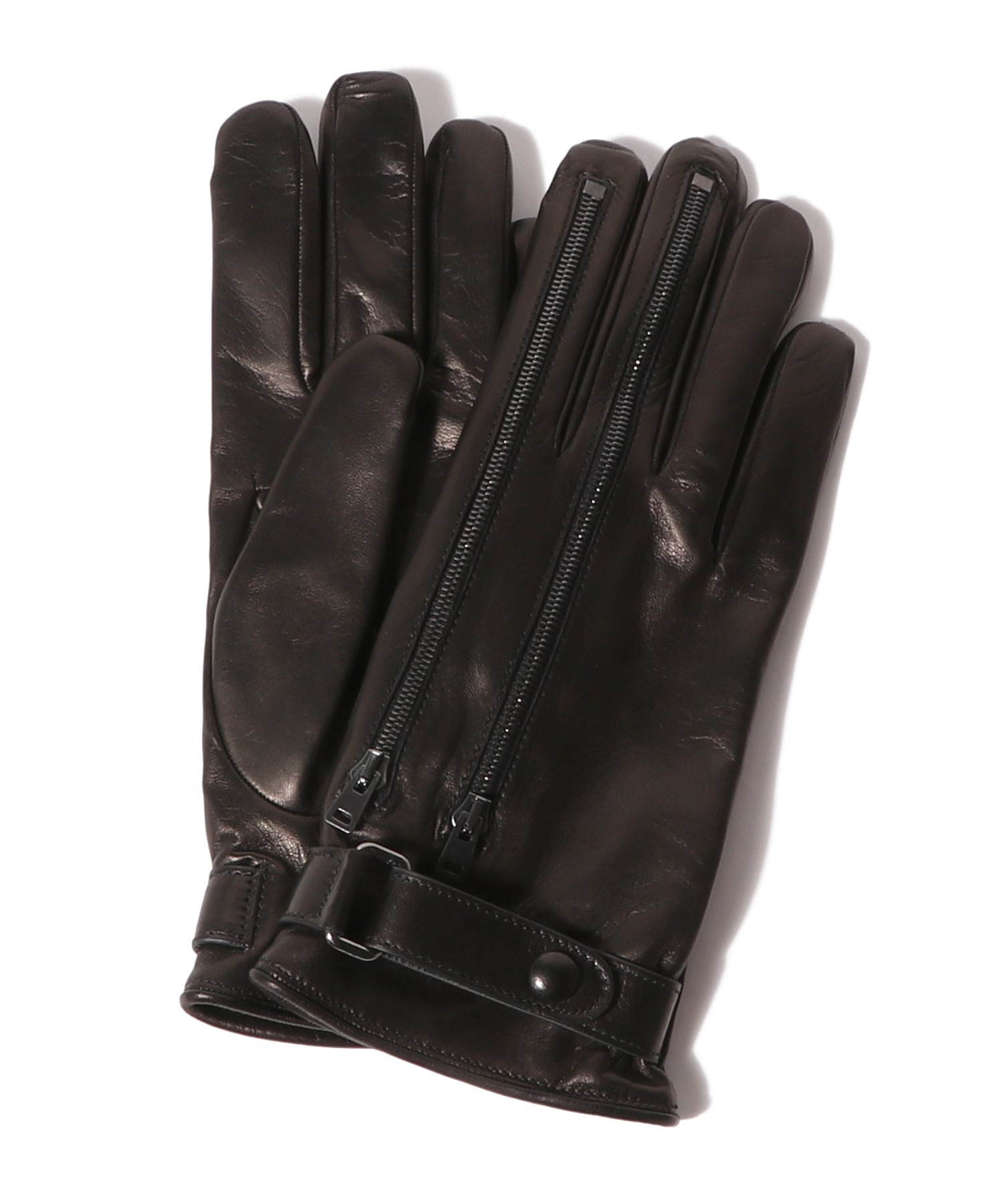 フロントジップ レザーグローブ