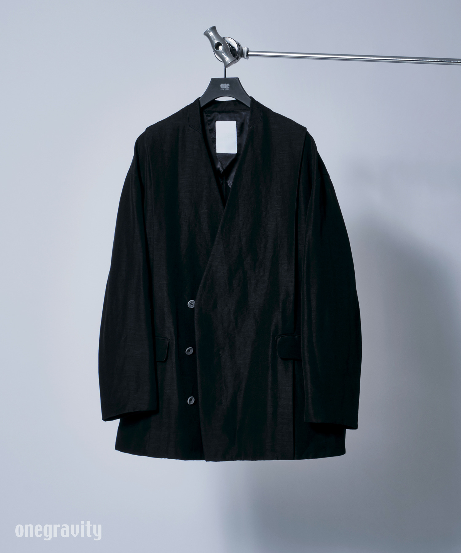 ノーカラー ダブルブレステッドジャケット