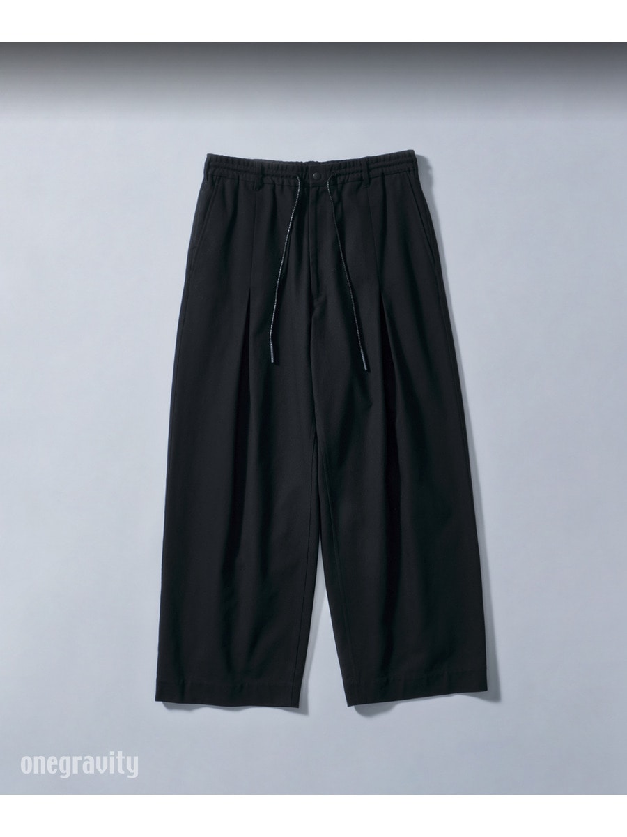 ボックスプリーツ ワイドレッグパンツ