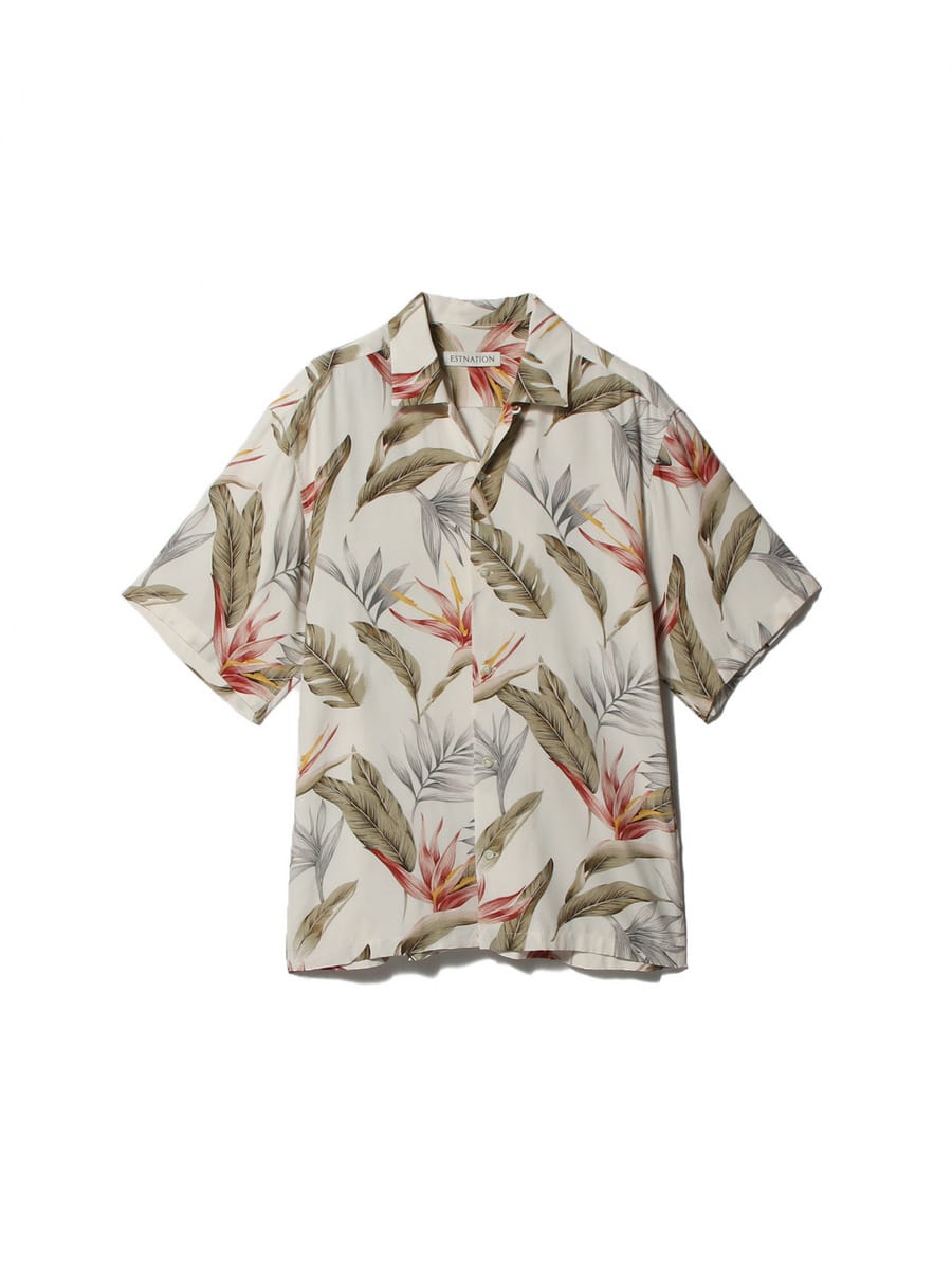 レーヨン フラワープリントシャツ