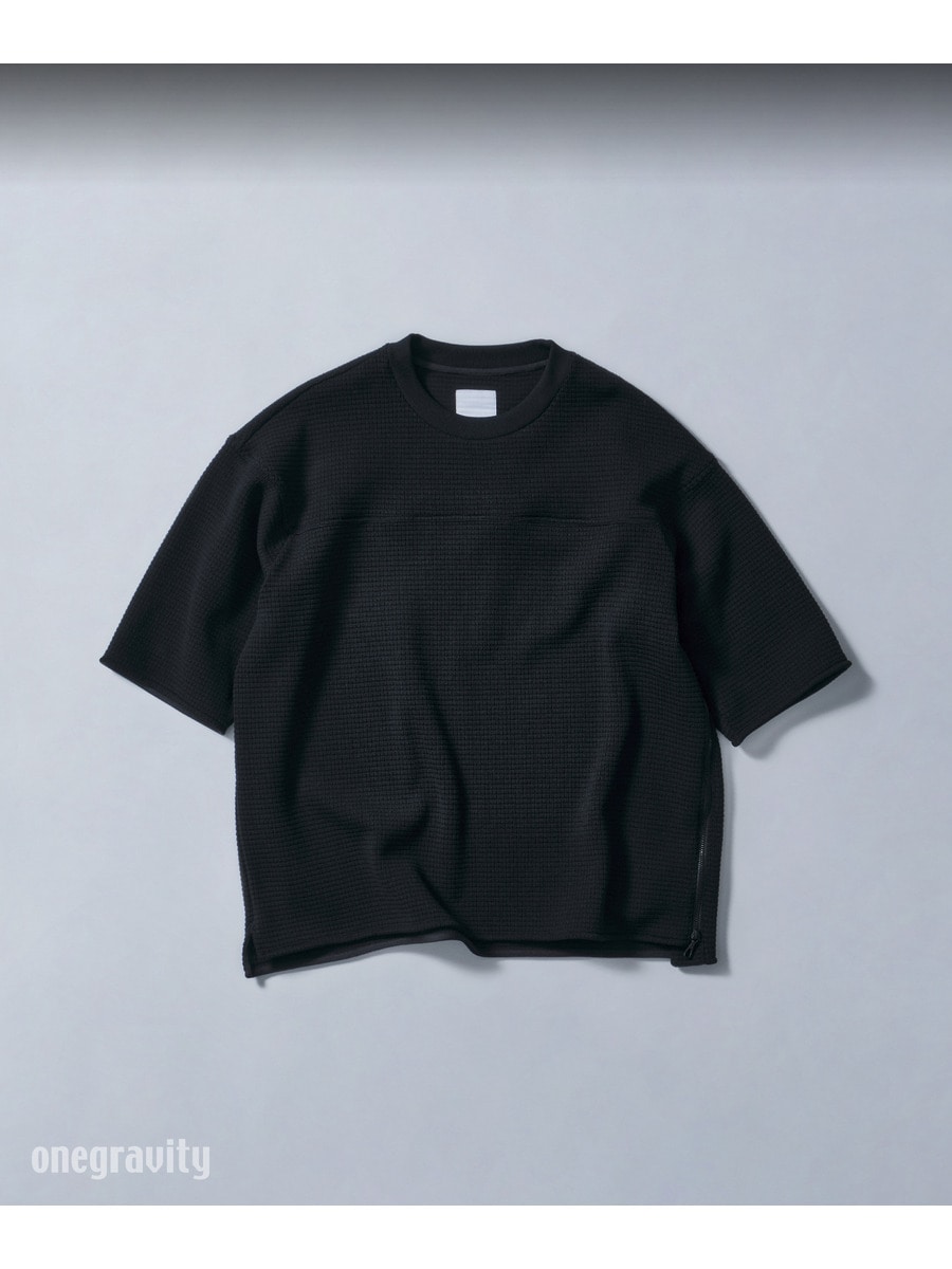 ブロックワッフル サイドジップ ショートスリーブカットソー