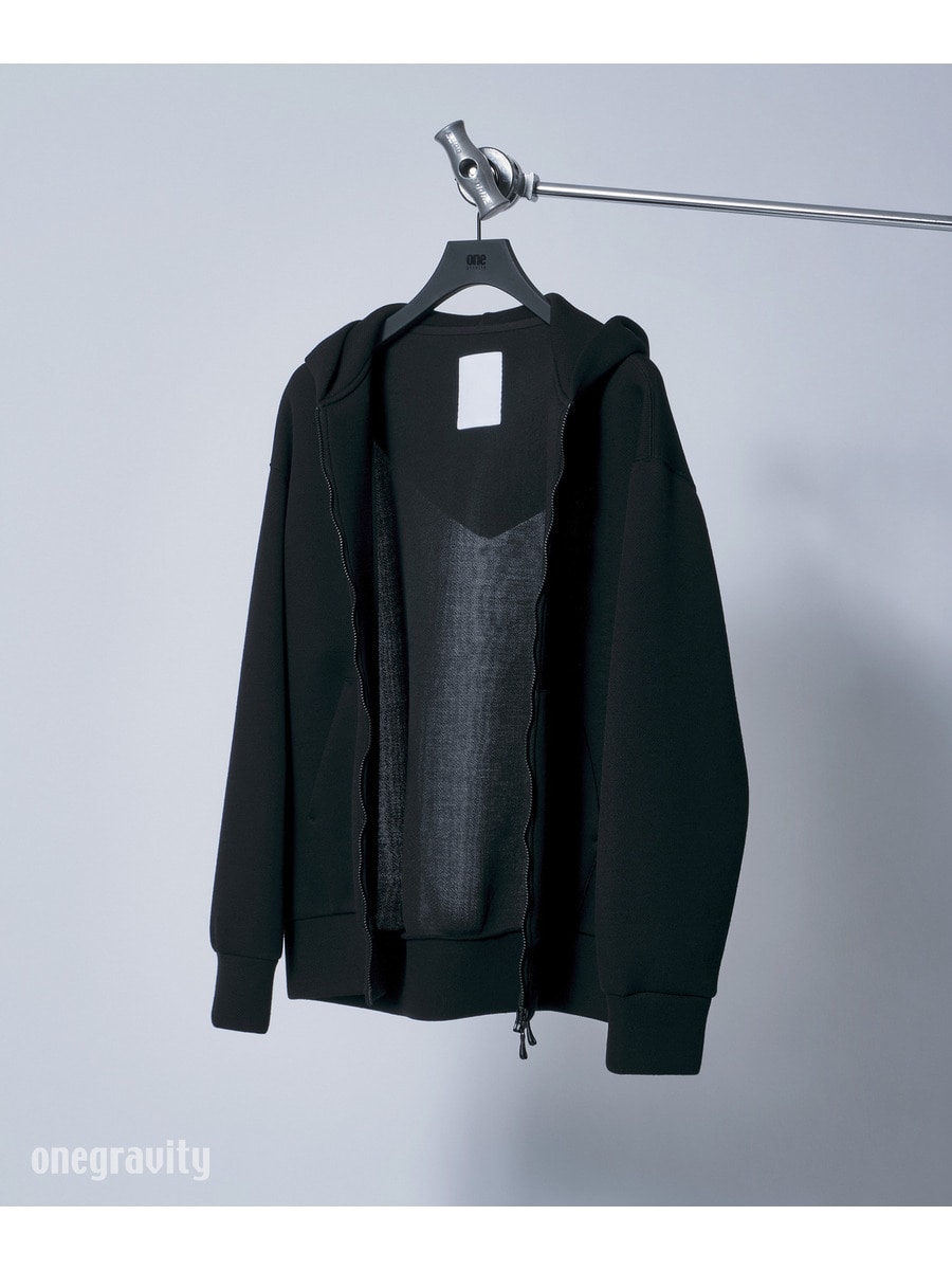 ウールブレンドシアーダンボールニットフーディー