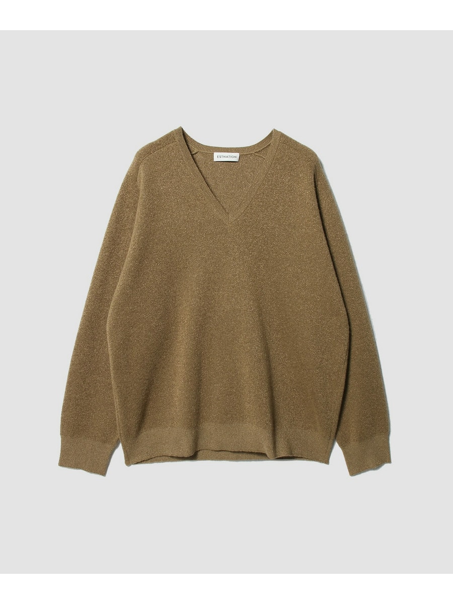 【eclat 11月号掲載】ラメVネックニット