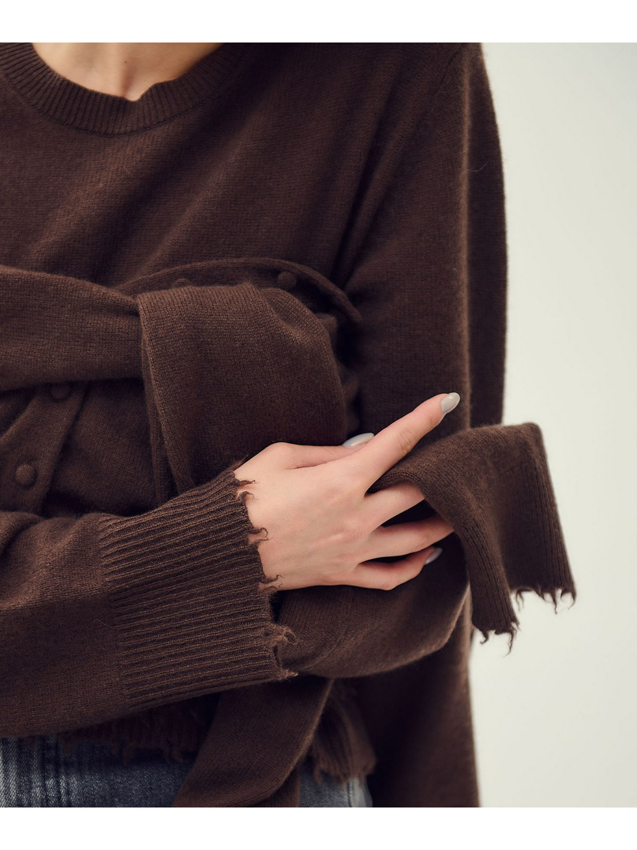 カシミヤBrushed クルーネックカーディガン