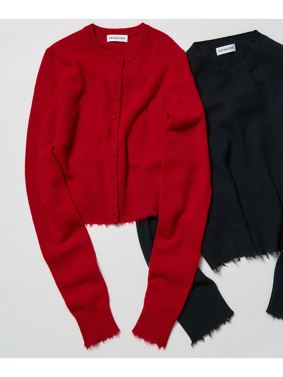 カシミヤBrushed クルーネックカーディガン